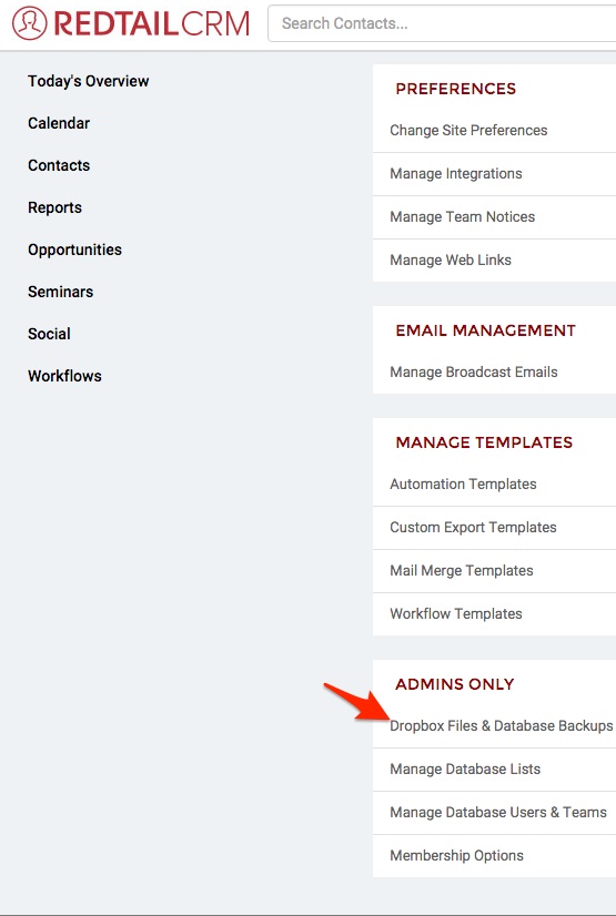 Dropbox files and Database Backups - Redtail CRM