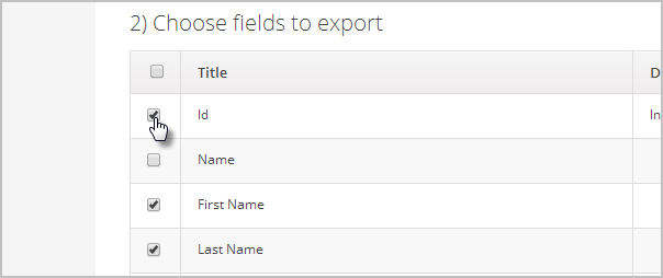 Choose fields to export - Keap (Infusionsoft)