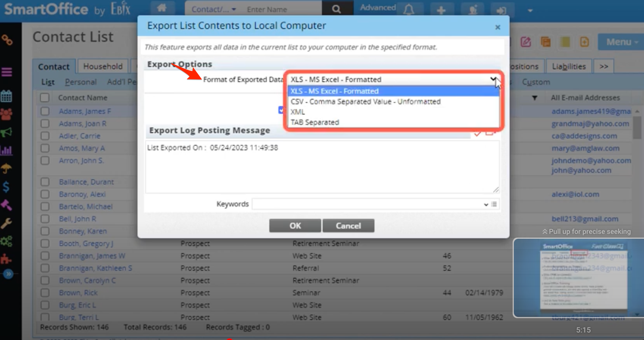 Export Contact List Local Computer - SmartOffice