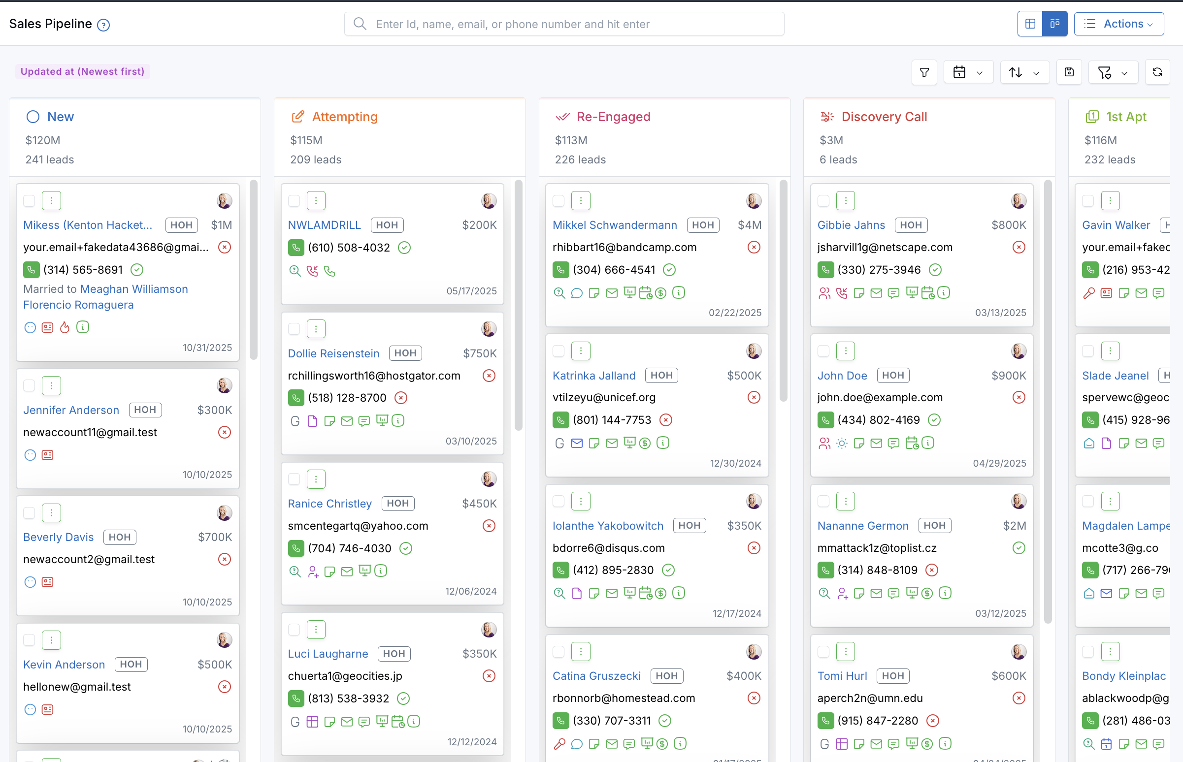 Sales Pipeline Kanban View
