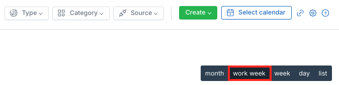 Work Week calendar view option in LeadCenter