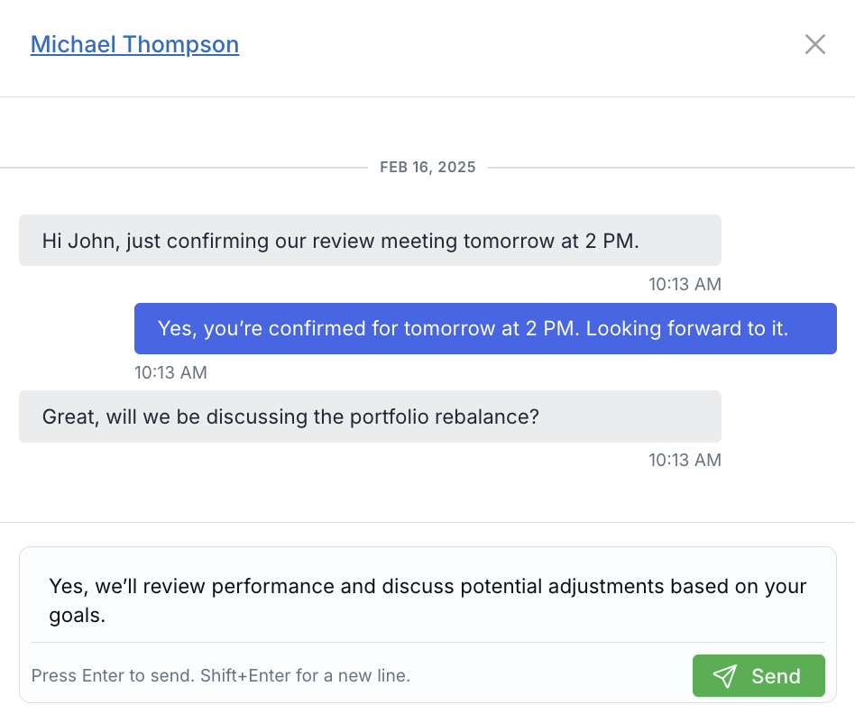 SMS Quick Reply in Text Conversation