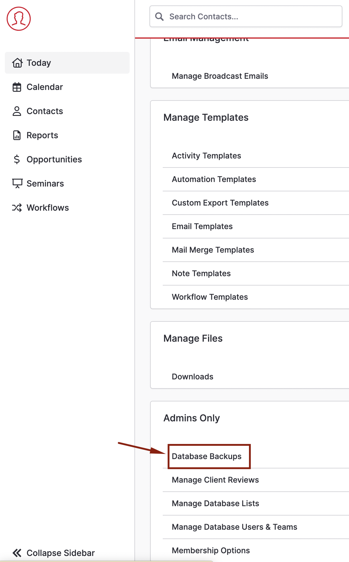 Database Backups - Redtail CRM