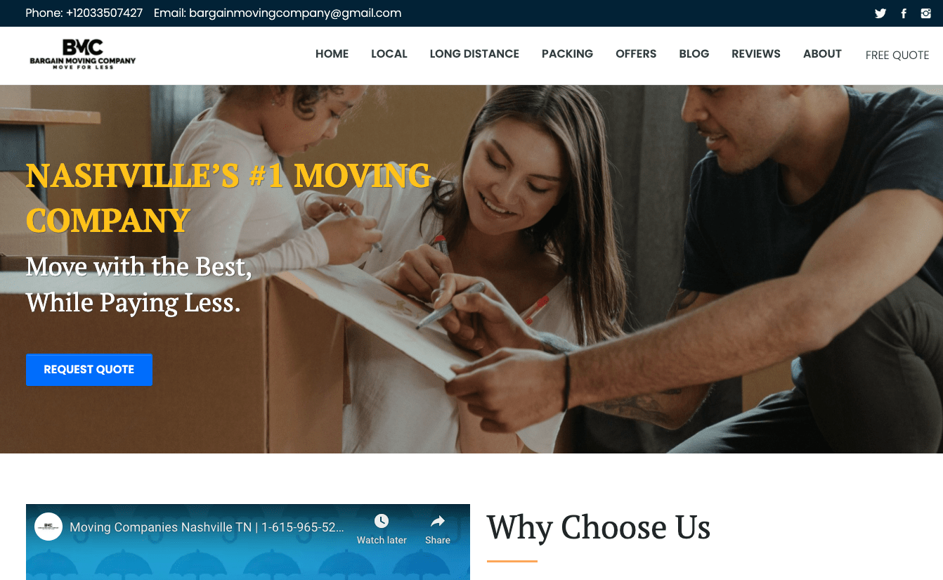 Moving Company Website template